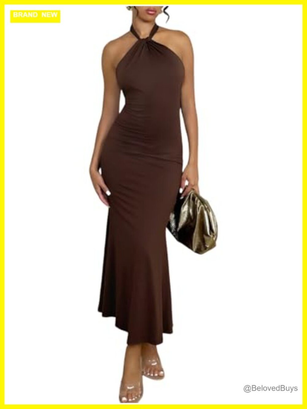 Halter Sleeveless Backless Twist Bodycon Maxi Dress